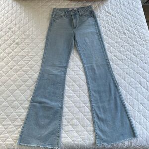 Just Black Light Wash Raw Hem Flare Jeans